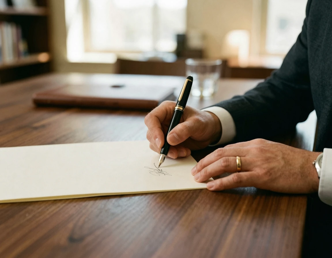 계약서에 서명하는 모습