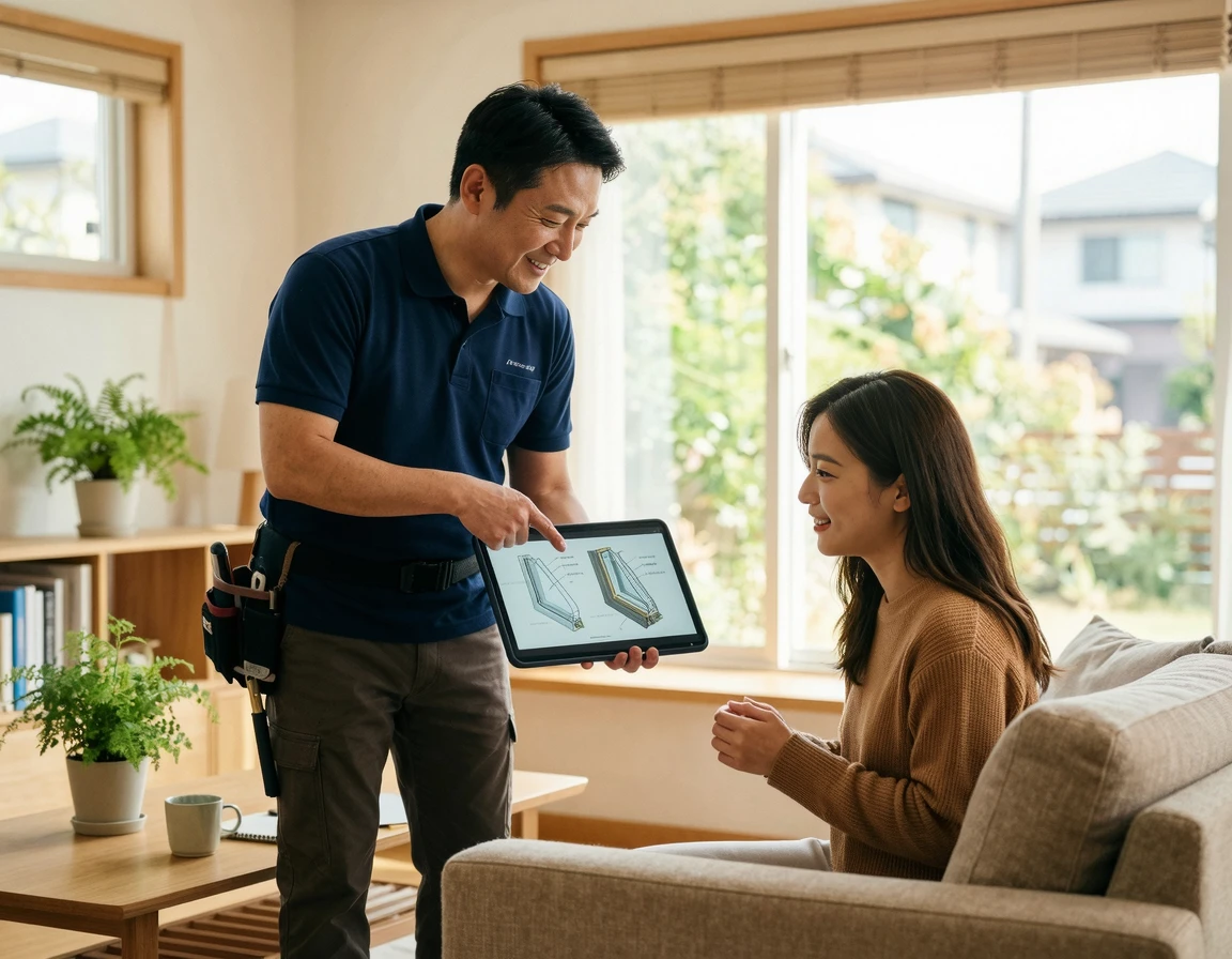 그린리모델링 시공 절차를 설명하는 인테리어 전문가