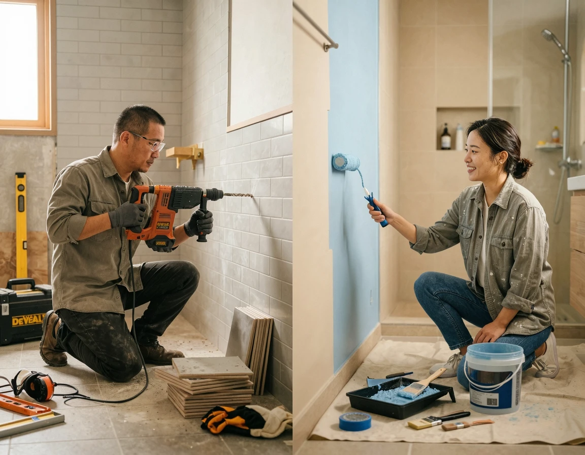 비용과 품질을 고려한 화장실 방수 업체 vs DIY 비교 시각화