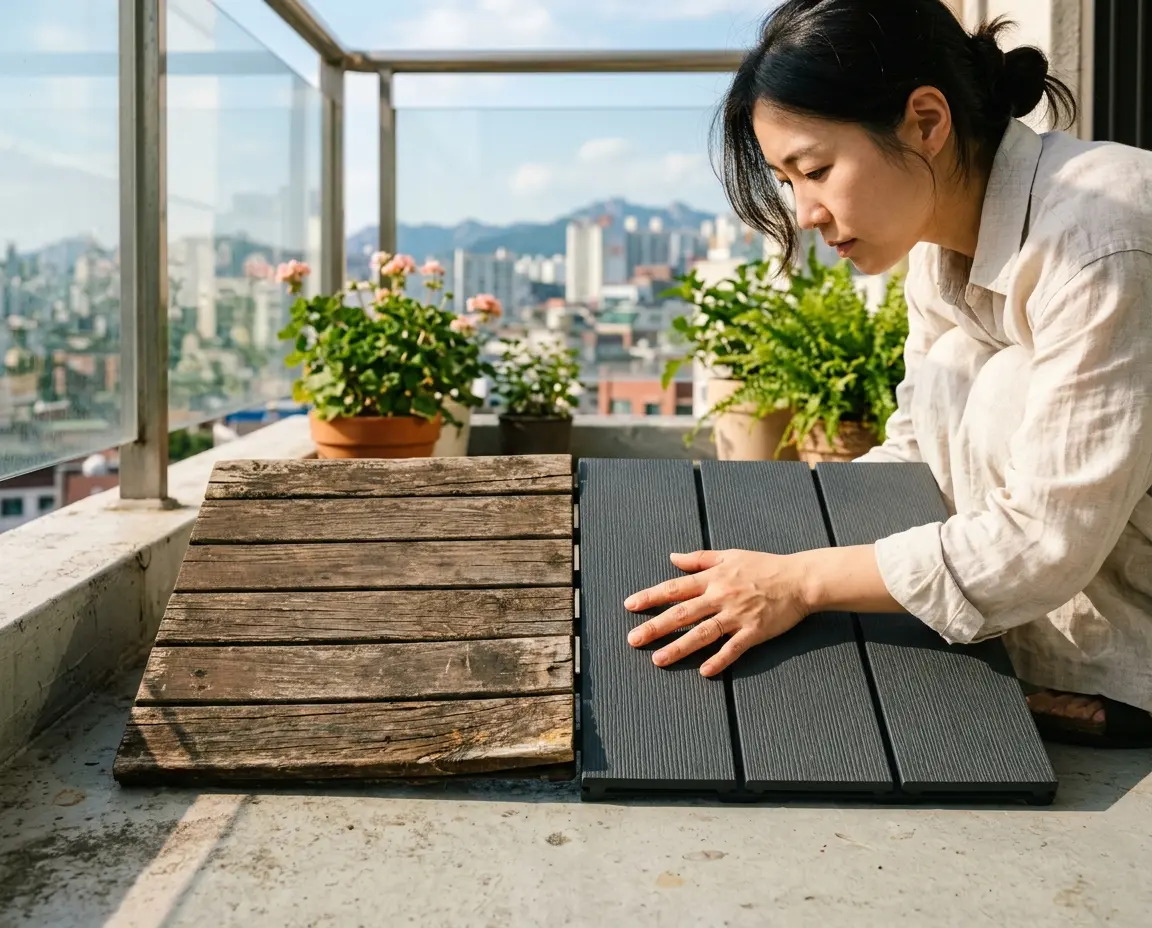플라스틱 목재 데크 타일 내구성 비교 및 뒤틀림 현상